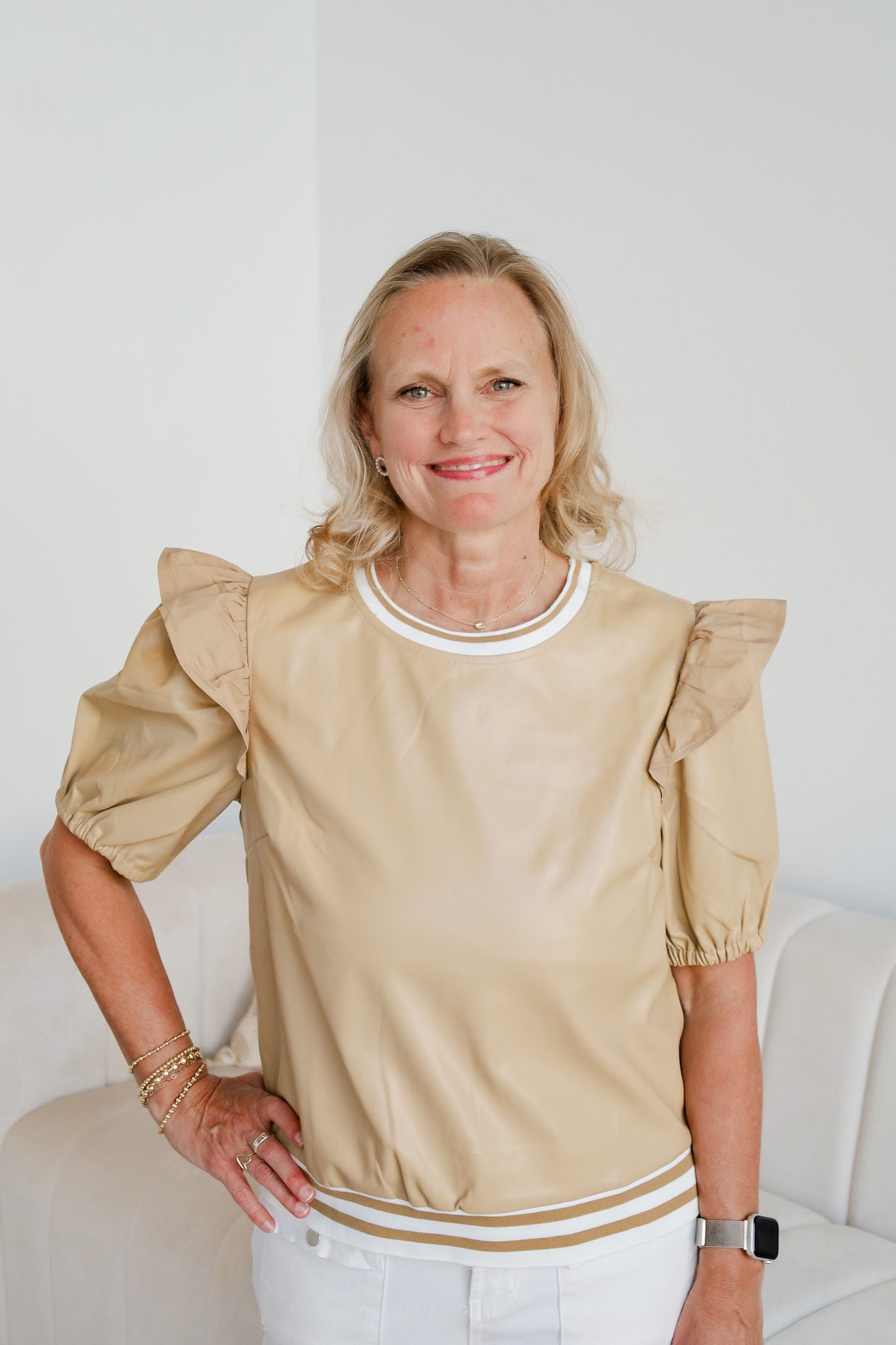 Leather Taupe Top