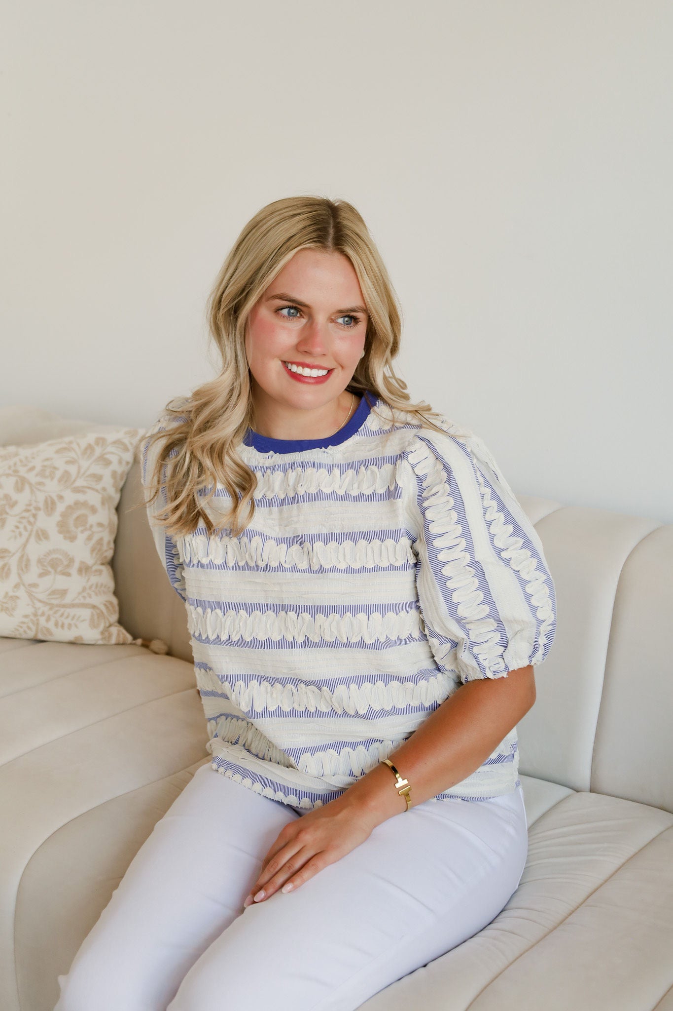 Ribbon & Pinstripe Blouse