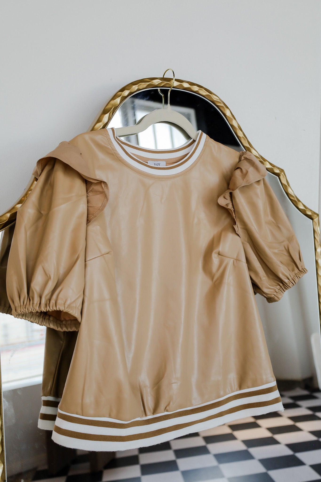 Leather Taupe Top