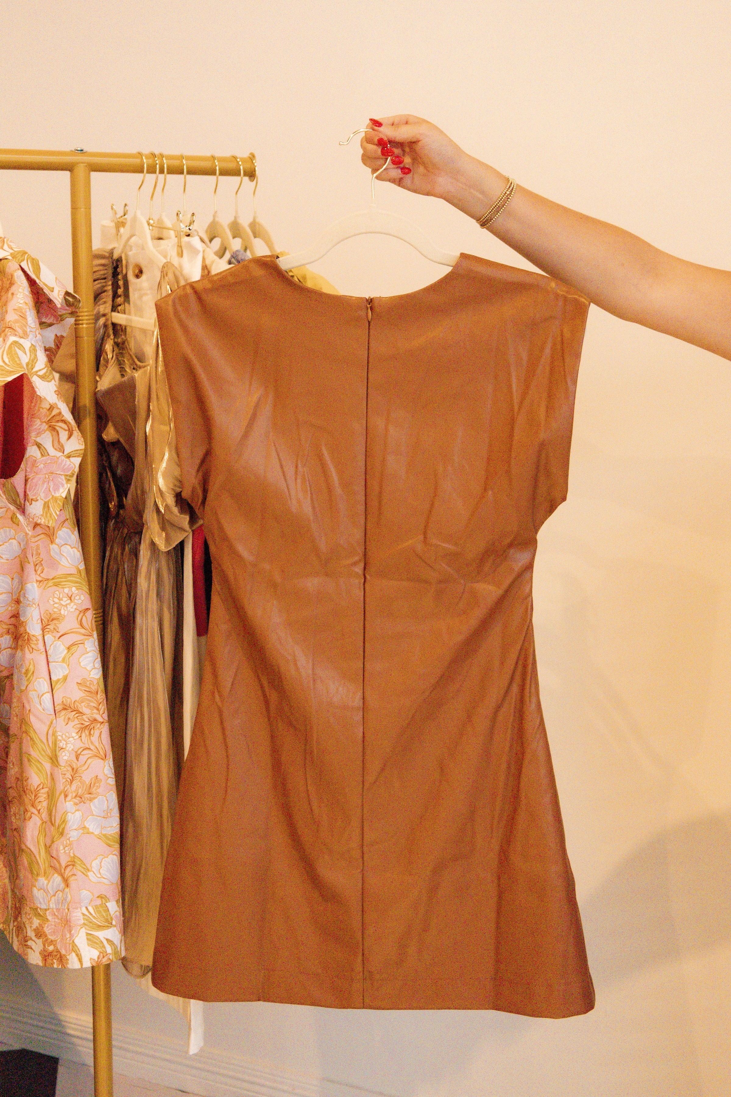 Camel Pleated Dress