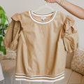 Leather Taupe Top