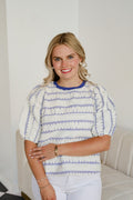 Ribbon & Pinstripe Blouse