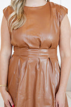 Camel Pleated Dress