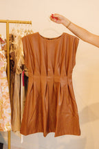 Camel Pleated Dress